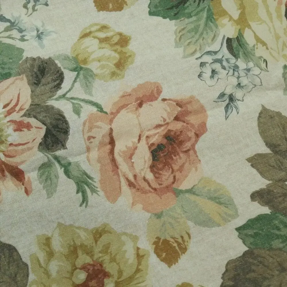 Pottery Barn Full Queen Rita Floral Duvet Cover Linen Blend Cabbage Rose Cottage